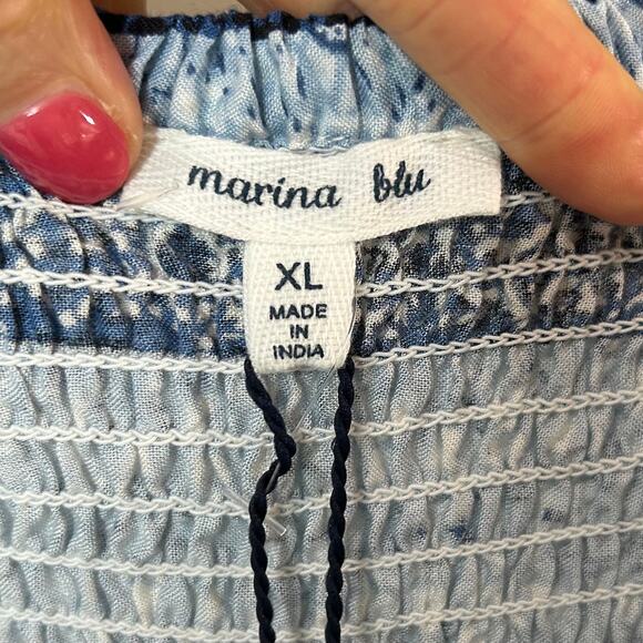 NWT Marina Blu Strapless Maxi Sundress Size XL Smocking - Picture 4 of 9